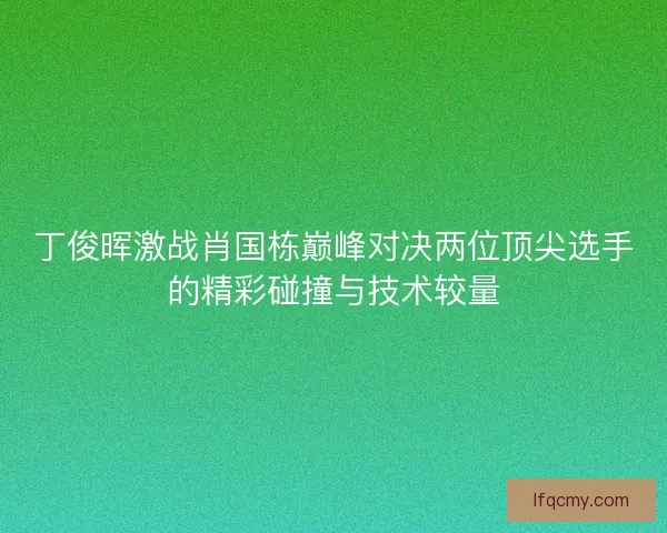 丁俊晖激战肖国栋巅峰对决两位顶尖选手的精彩碰撞与技术较量